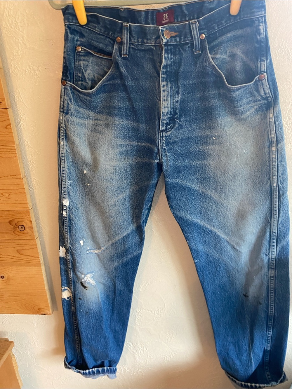 Vintage Wrangler Blue Relaxed Fit Jeans with Paint Detail